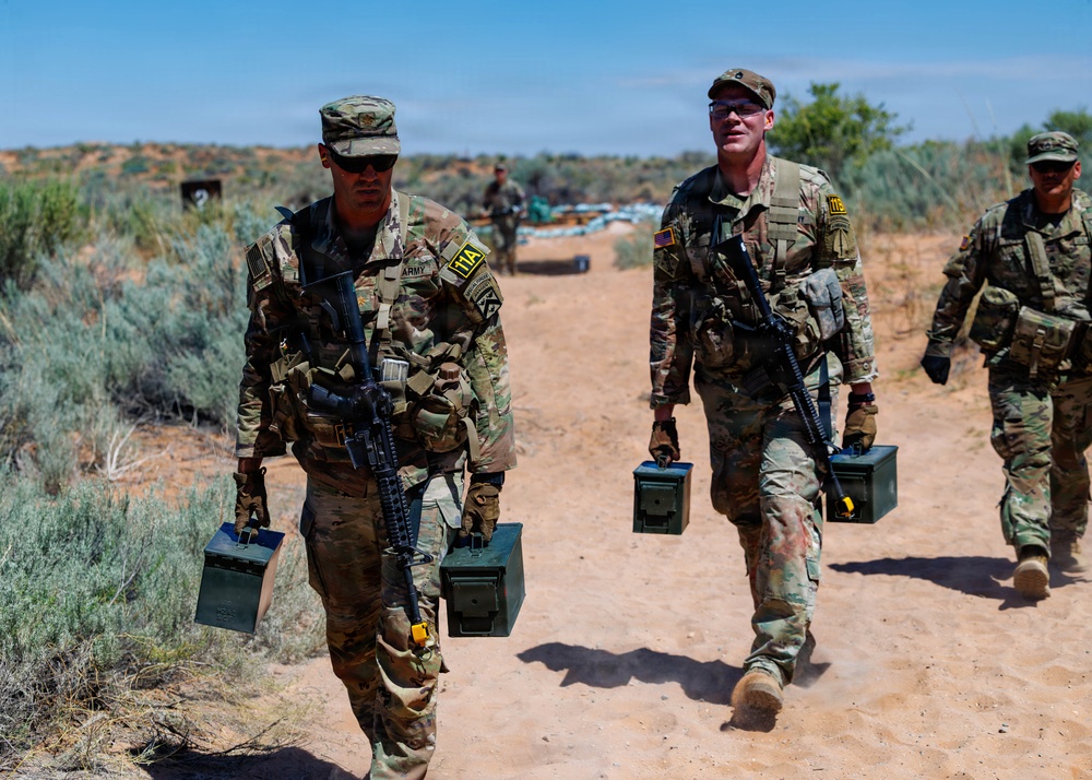 Task Force Stinger directs hand grenade assault course during Pershing Cup competition