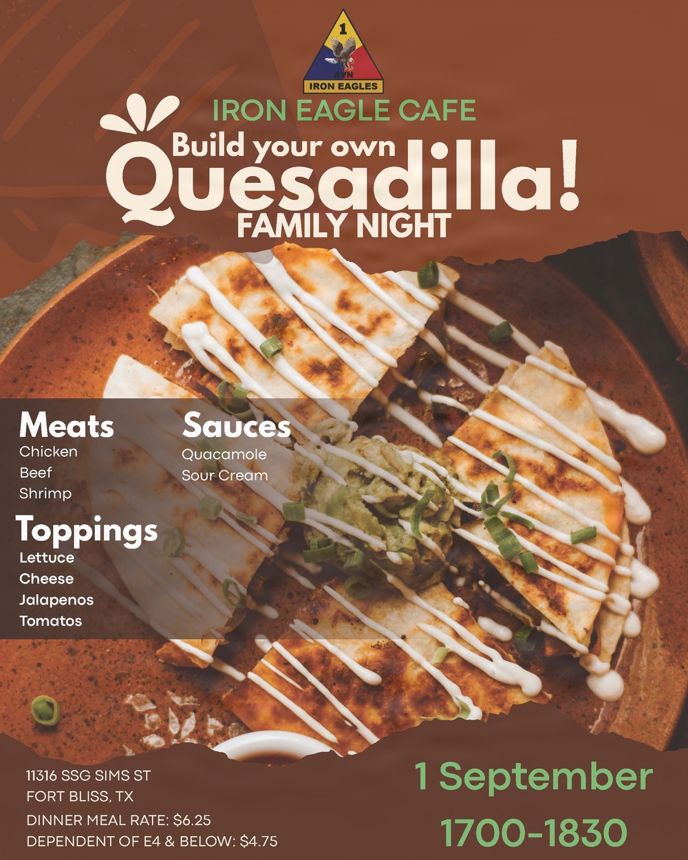 Iron Eagle DFAC family night flyer September 2026