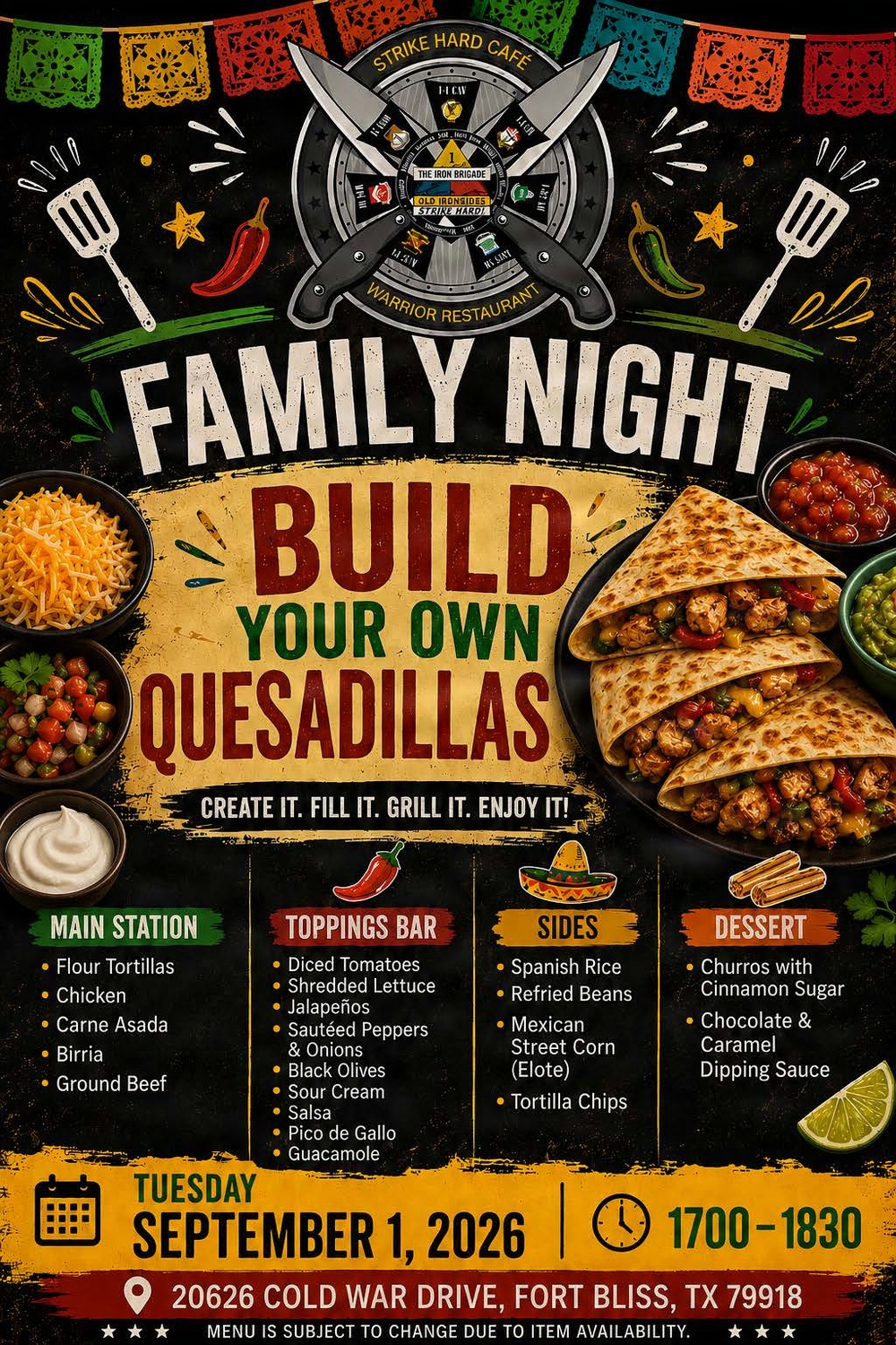 Strike Hard DFAC Family night flyer September 2026