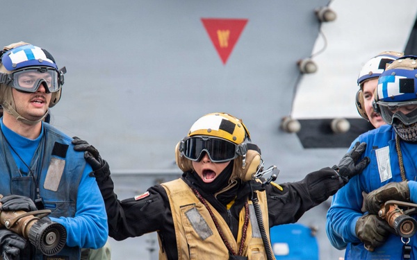 USS Carl Vinson (CVN 70) conducts firefighting and mass casualty drill
