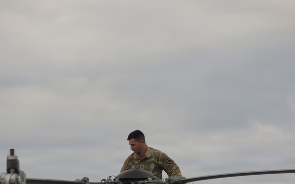 Kentucky Guard Crew Chief Conducts Preflight Inspection for UH-72 Lakota