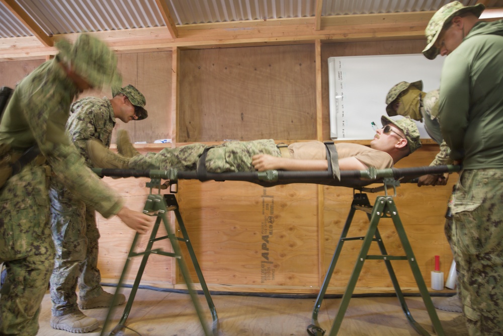 NMCB 4 Seabees Recieve Litter Bearer Training, FTX 2026