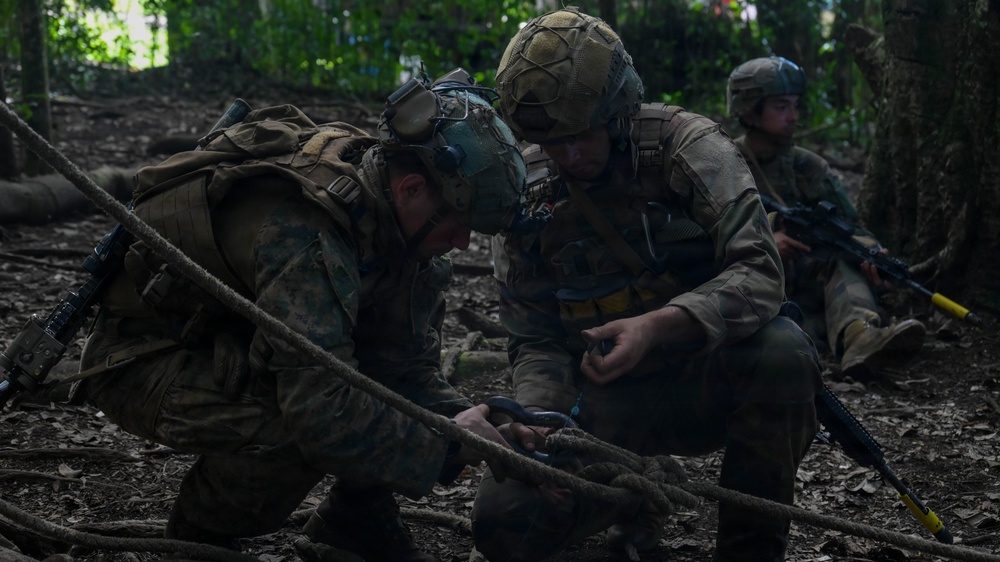 DELAYEN 26: MRF-D Marines, French soldiers participate in ropes course