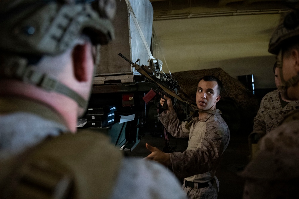 11th MEU Marines Conduct Close Combat Movement Drills Aboard Boxer