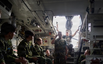 U.S. Navy Corpsman, Swedish Forces conduct medical training on Swedish CB90 during Archipelago Endeavor 26