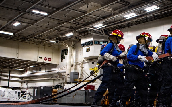 Ronald Reagan Sailors Participate in a General Quarters Drill