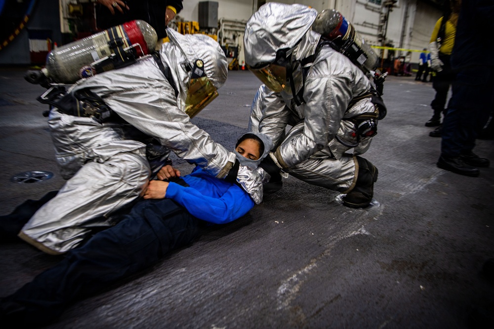 Ronald Reagan Sailors Participate in a General Quarters Drill