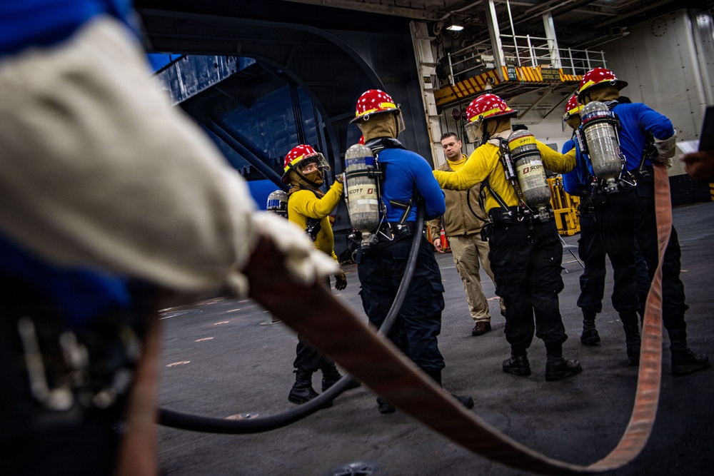 Ronald Reagan Sailors Participate in a General Quarters Drill