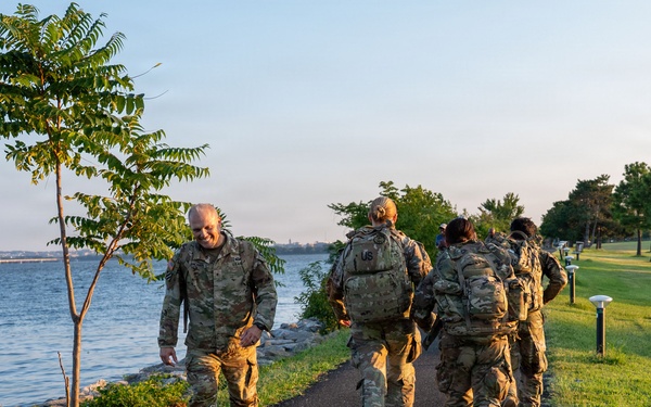 DC National Guard Commanding General joins JTF-DC Guardsmen in ruckmarch