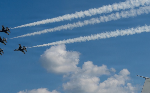 Trails Streak Over Grissom During Air &amp; Space Expo