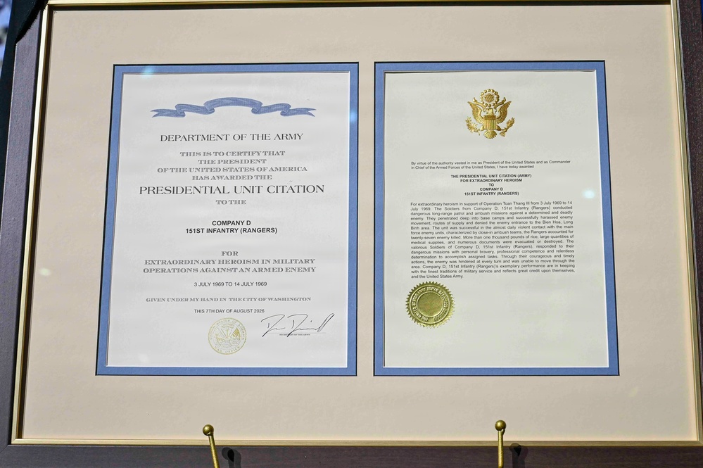 Indiana Rangers receive Presidential Unit Citation for heroism in Vietnam War