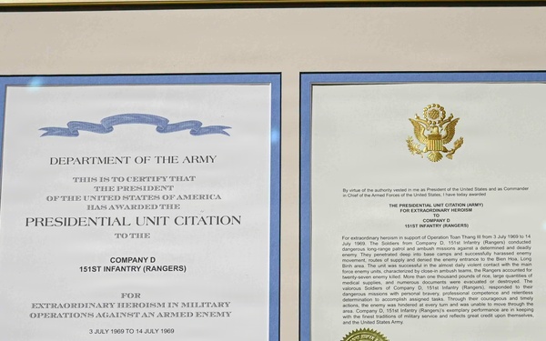 Indiana Rangers receive Presidential Unit Citation for heroism in Vietnam War