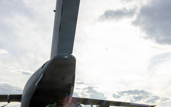 U.S. Marines, U.K. Airmen load Australian Strike Master vehicle onto Airbus A400M Atlas aircraft