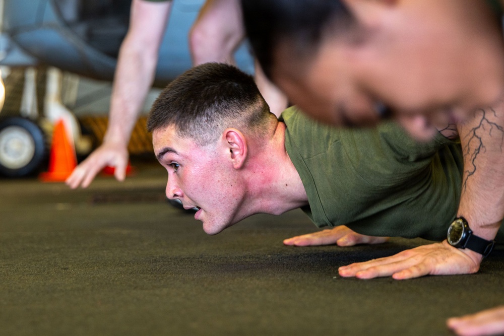 11th MEU Marines, Sailors Conduct NCO Physical Training Event Aboard USS Boxer