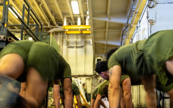 11th MEU Marines, Sailors Conduct NCO Physical Training Event Aboard USS Boxer