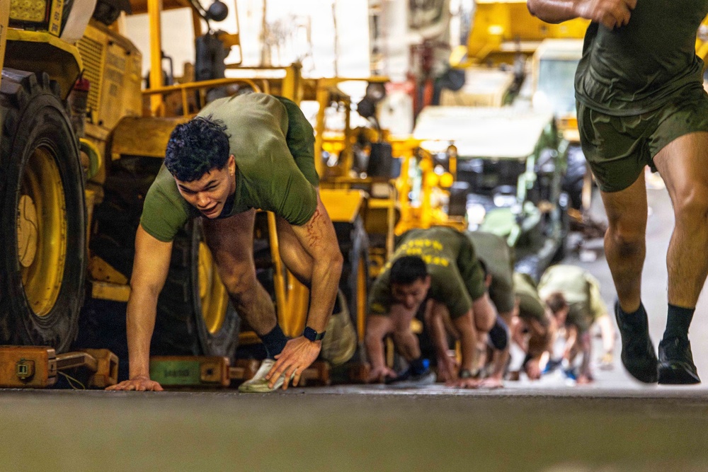 11th MEU Marines, Sailors Conduct NCO Physical Training Event Aboard USS Boxer