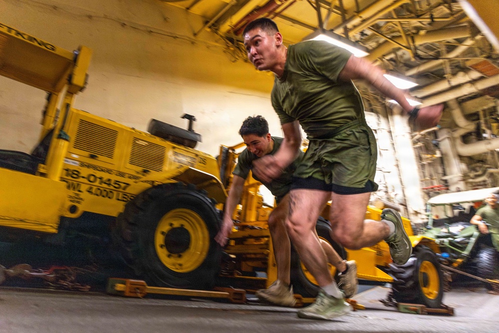 11th MEU Marines, Sailors Conduct NCO Physical Training Event Aboard USS Boxer