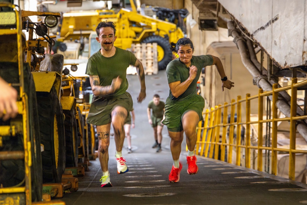 11th MEU Marines, Sailors Conduct NCO Physical Training Event Aboard USS Boxer