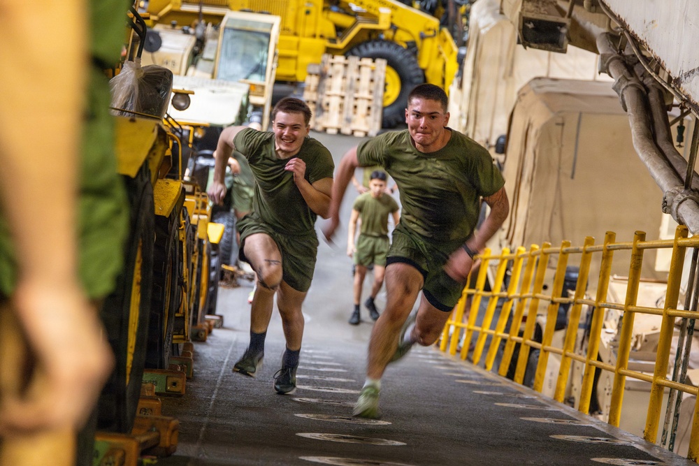 11th MEU Marines, Sailors Conduct NCO Physical Training Event Aboard USS Boxer