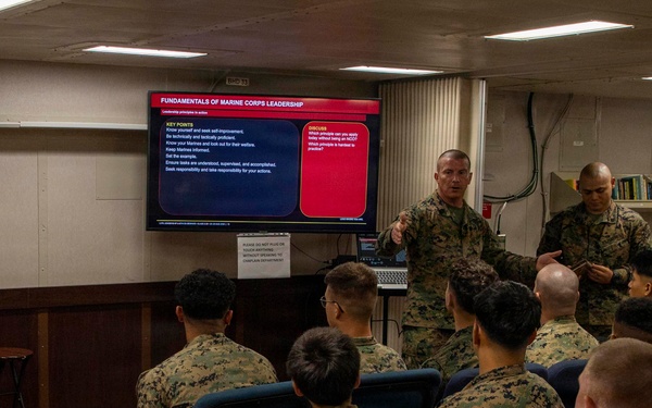 U.S.M.C. First Sergeant Conducts a Leadership Seminar
