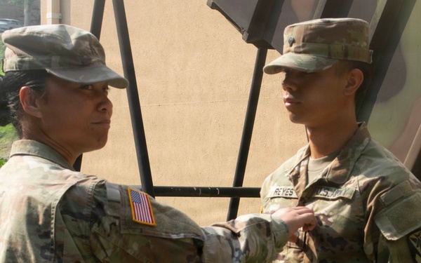 SPC Reyes Promoted to Sergeant During Ceremony at Osan Air Base