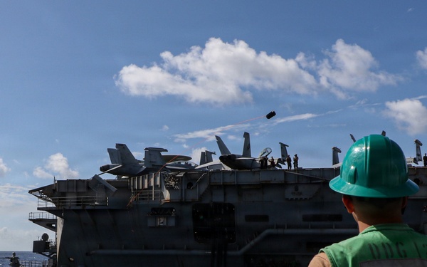 Frank E. Petersen Jr. Conducts a Fueling-At-Sea with Abraham Lincoln