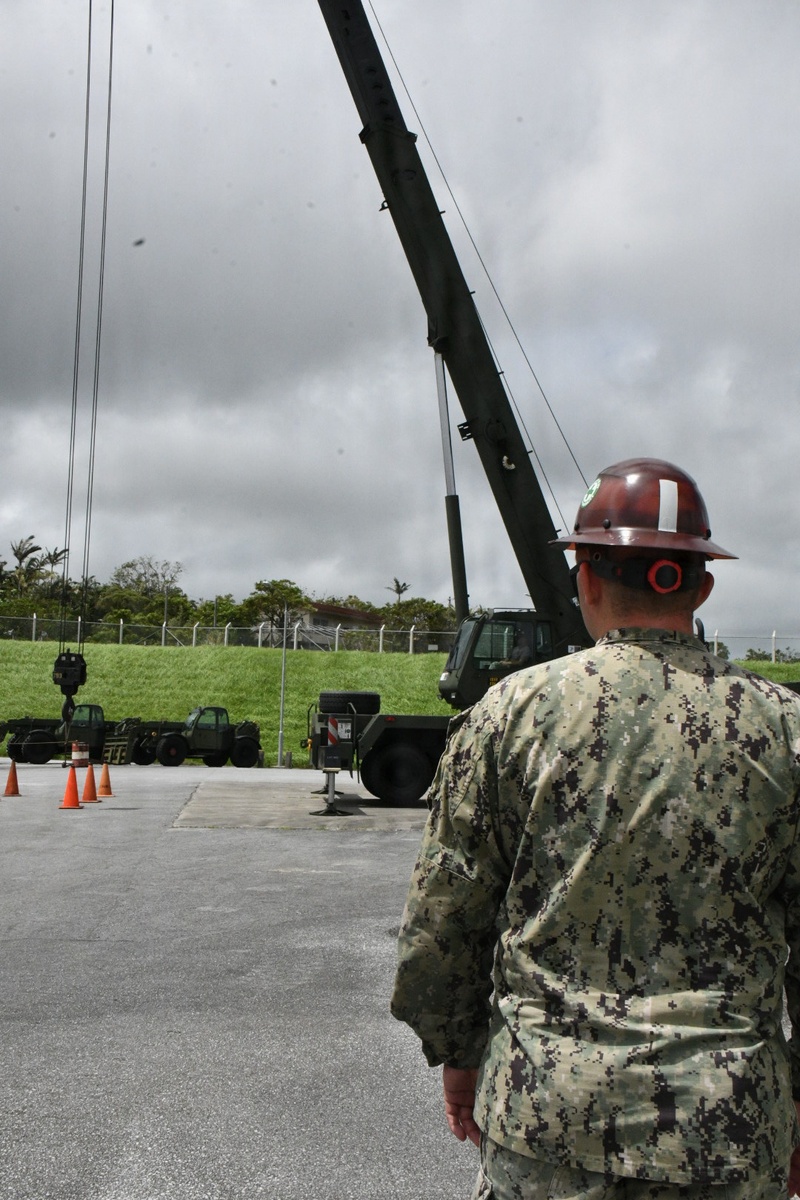 Naval Mobile Construction Battalion Five Seabee Oversees Crane Training