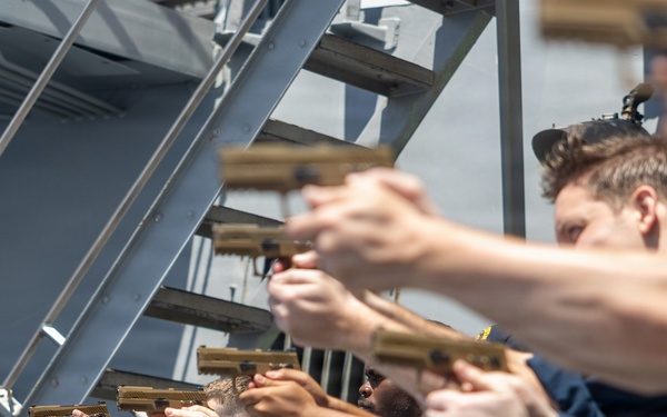 USS Mustin conducts weapons familiarization course