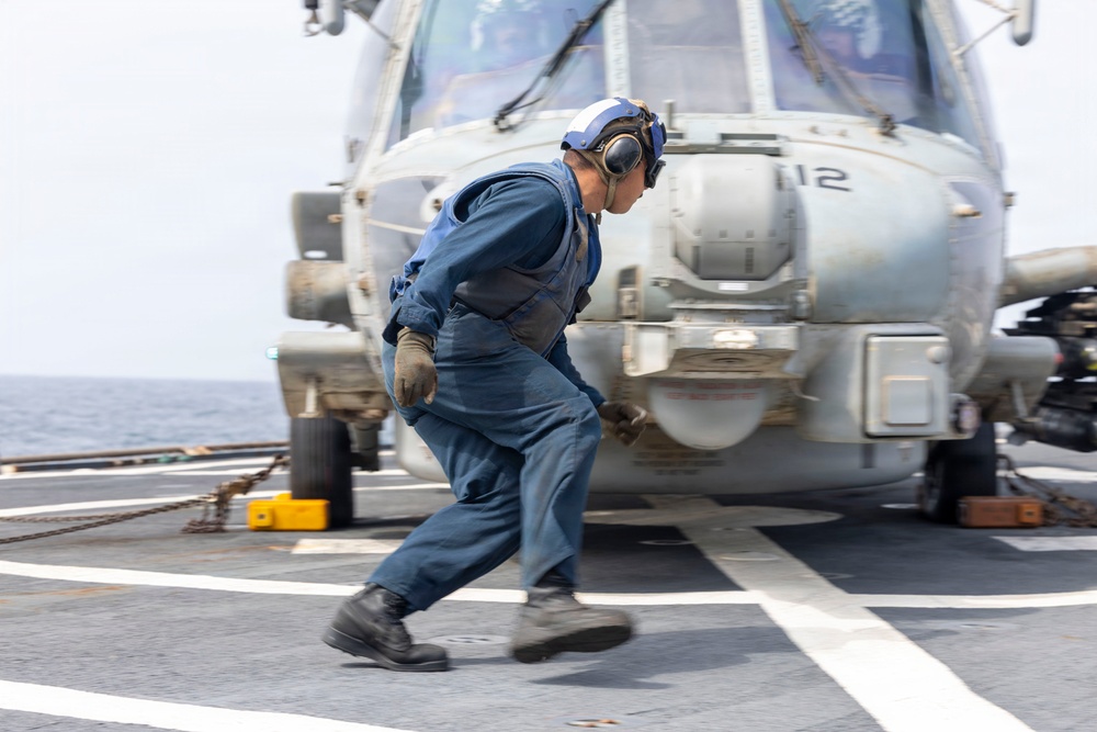 Milius conducts flight quarters