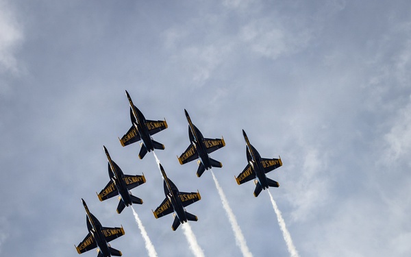 The Blue Angels fly over Marine Corps Support Facility New Orleans
