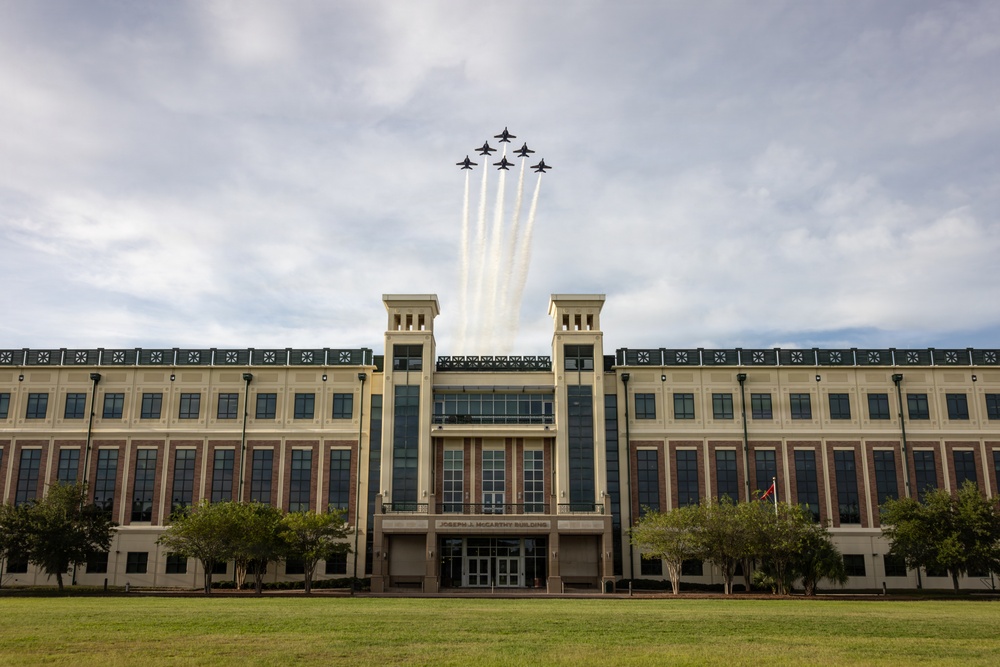 The Blue Angels fly over Marine Corps Support Facility New Orleans