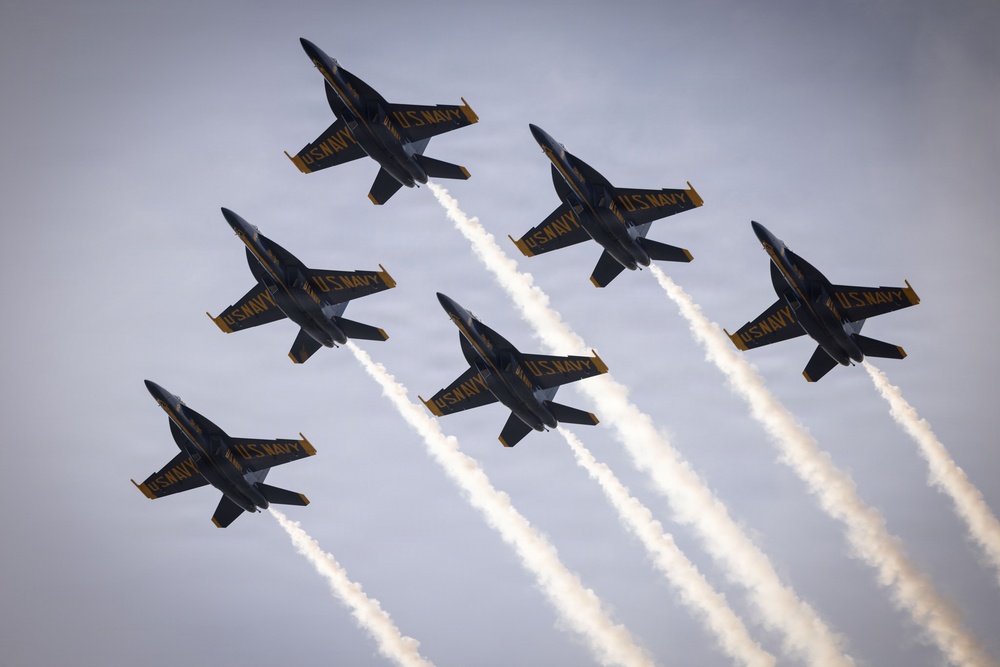 The Blue Angels fly over Marine Corps Support Facility New Orleans