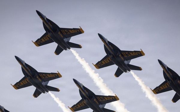 The Blue Angels fly over Marine Corps Support Facility New Orleans
