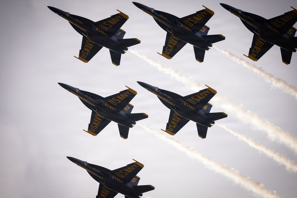 The Blue Angels fly over Marine Corps Support Facility New Orleans