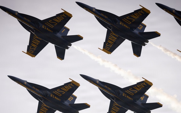 The Blue Angels fly over Marine Corps Support Facility New Orleans