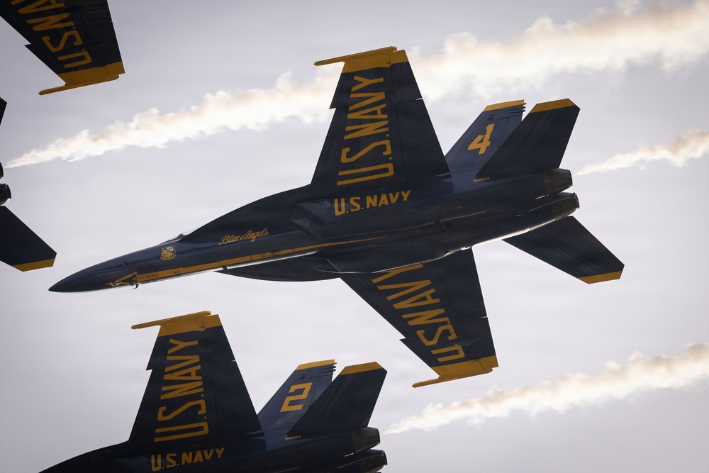 The Blue Angels fly over Marine Corps Support Facility New Orleans