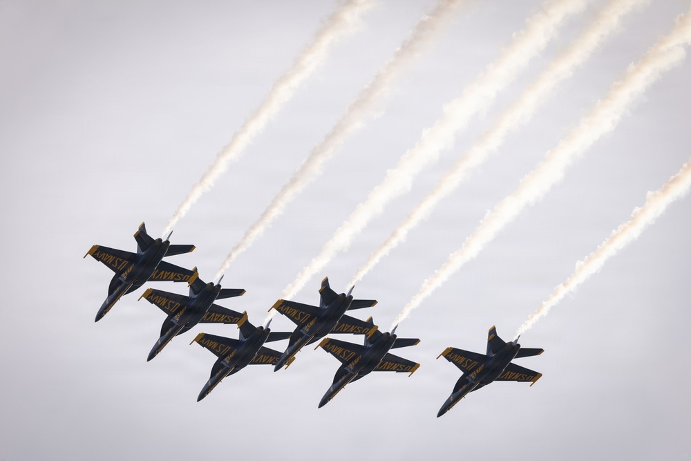The Blue Angels fly over Marine Corps Support Facility New Orleans