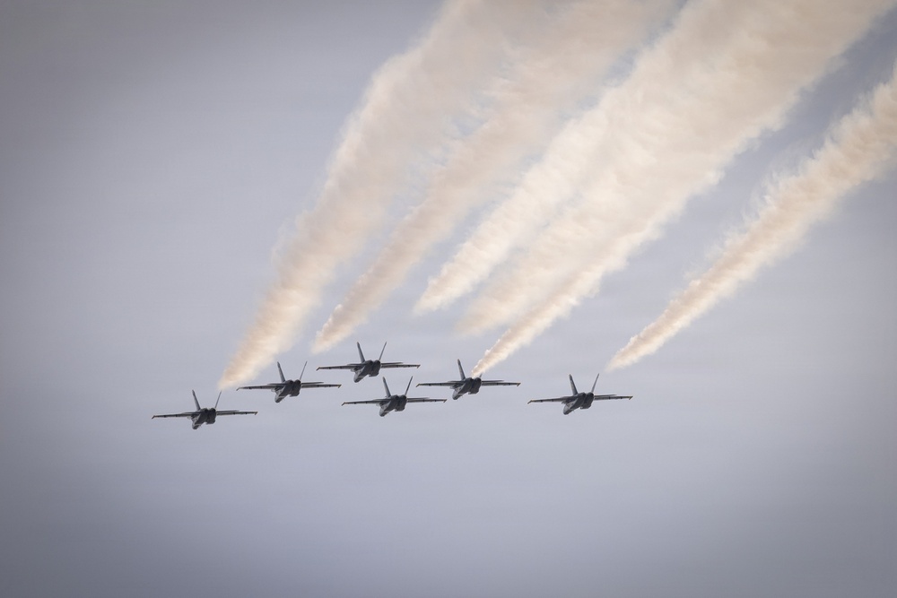 The Blue Angels fly over Marine Corps Support Facility New Orleans