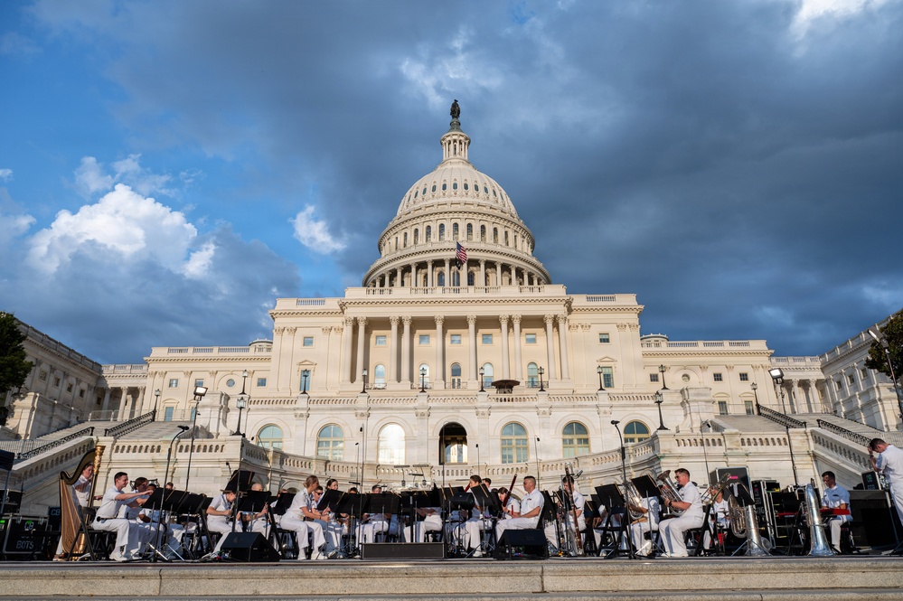 The US Navy Band Performs at The Capitol Building Western Steps.
