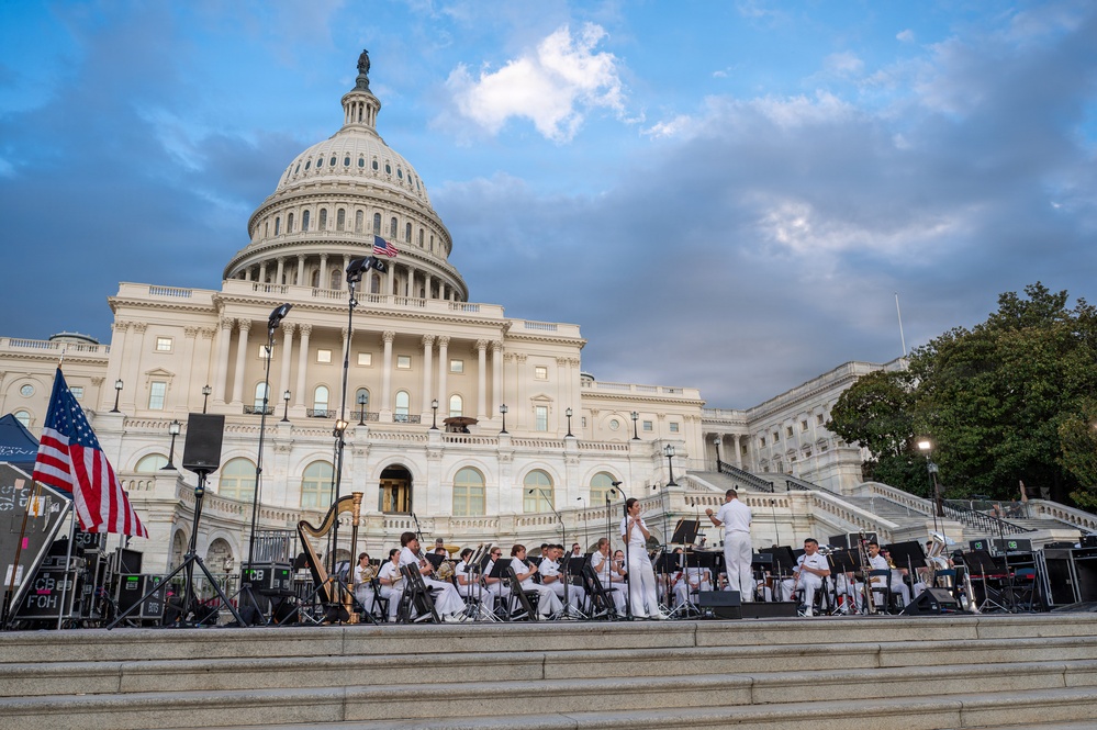 The US Navy Band Performs at The Capitol Building Western Steps.