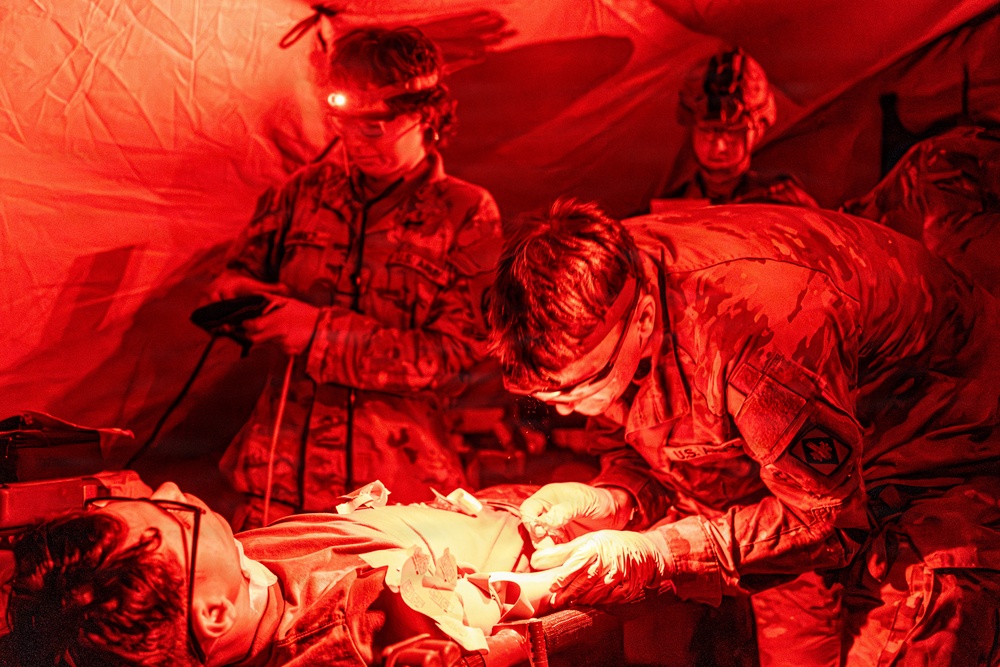2-4 FAR Soldiers Conduct Nighttime Casualty Care Validation