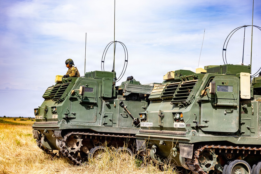 2-4 FA M270 Launchers Stage for Live Fire
