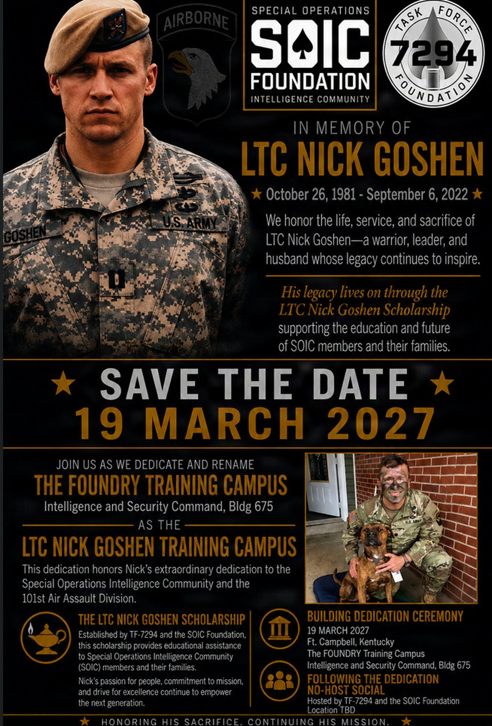 Fort Campbell to rename Foundry Building in honor of Lt. Col. Nicholas Goshen