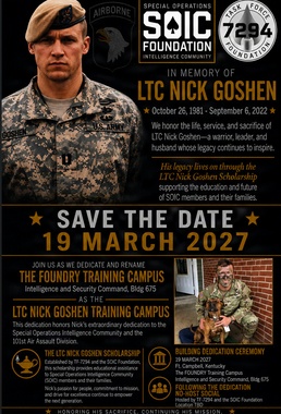 Fort Campbell to rename Foundry Building in honor of Lt. Col. Nicholas Goshen