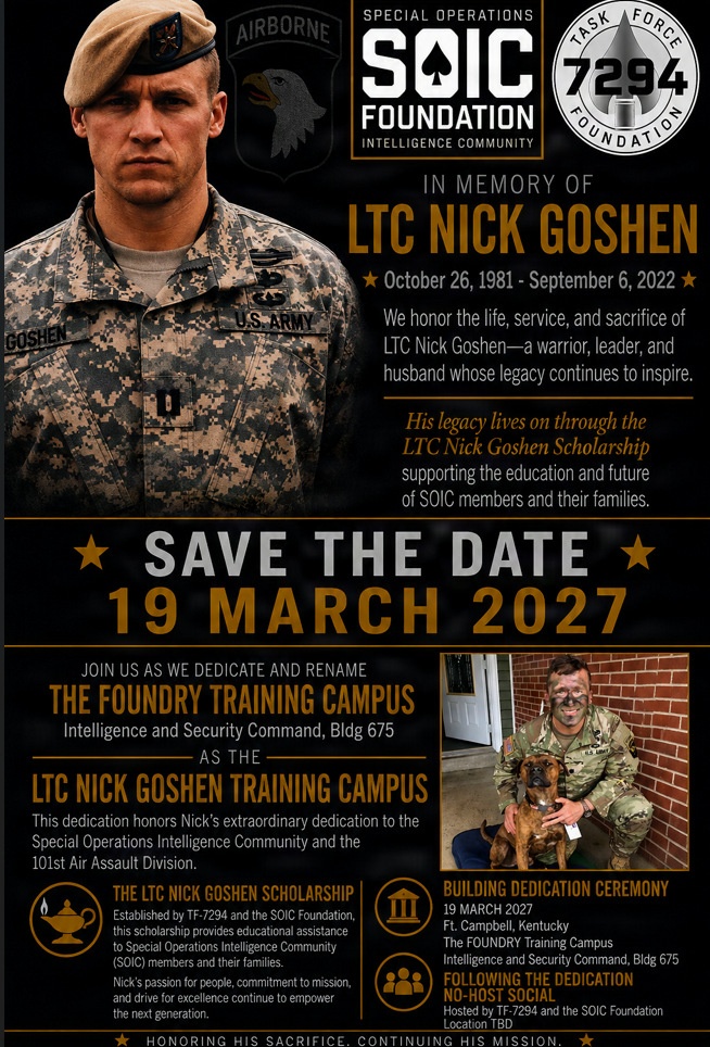 Fort Campbell to rename Foundry Building in honor of Lt. Col. Nicholas Goshen