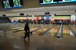 An Armed Forces bowling practices before qualifying rounds during the Armed Forces Bowling Championships at Naval Air Station, Jacksonville, May 14. Teams were narrowed for four male and four female teams for three days of play. Photo by Julie M. Lucas/NAS Jax PAO
