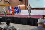 Defense Logistics Agency Aviation kicked off resiliency training in Richmond Dec. 16, 2015 in the Lotts Confereence Center on Defense Supply Center Richmond, Virginia. Facilitating the training was DLA Aviation Customer Operations Directorate’s Air Force MSgt. Shanon Johnson, left,  material management career broadener,and from Joint Base Langley-Eustis, SMSgt. Ellwood Tegtmeier, right. 