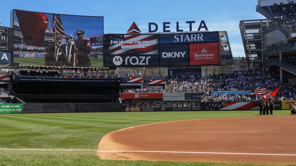 1st Marine Corps District Presents the Colors at Yankee Stadium