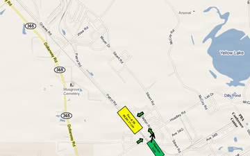 Pine Bluff Arsenal Directional Map Showing Route from Interstate 530 to Installation