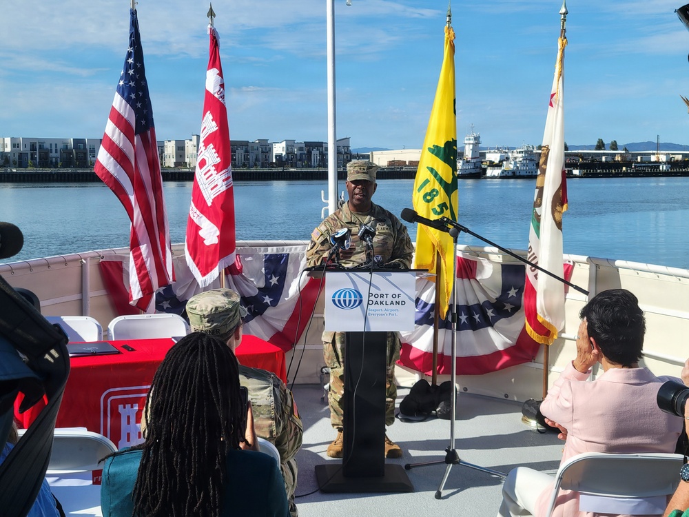 USACE, Port of Oakland officials sign milestone design agreement aboard USS Potomac